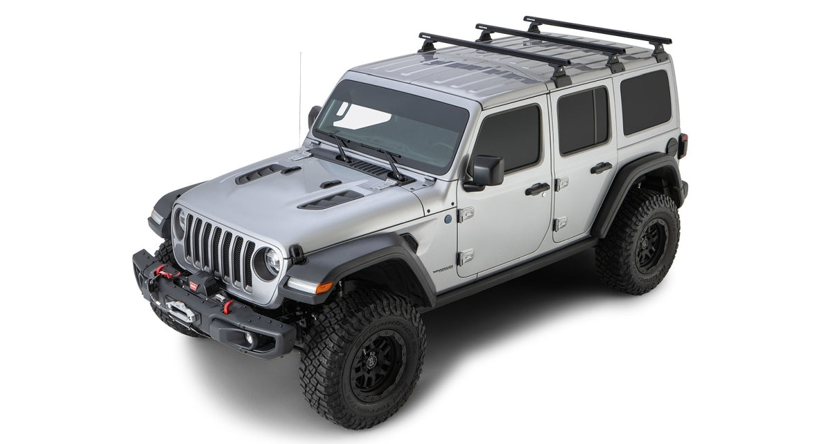 Rhino Rack Heavy Duty (3) 1500mm,schwarz Backbone+RLT600, Wrangler JL, 4-trg.
