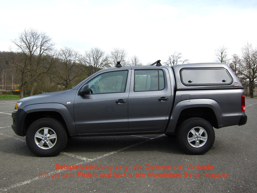 Commercial Hardtop für VW Amarok Doka bis 16, flach seitl. Aluklappen