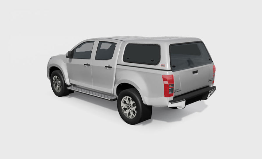 Commercial Hardtop für Isuzu D-Max DC 12-17 flach, glatt, seitl. Aluklappen