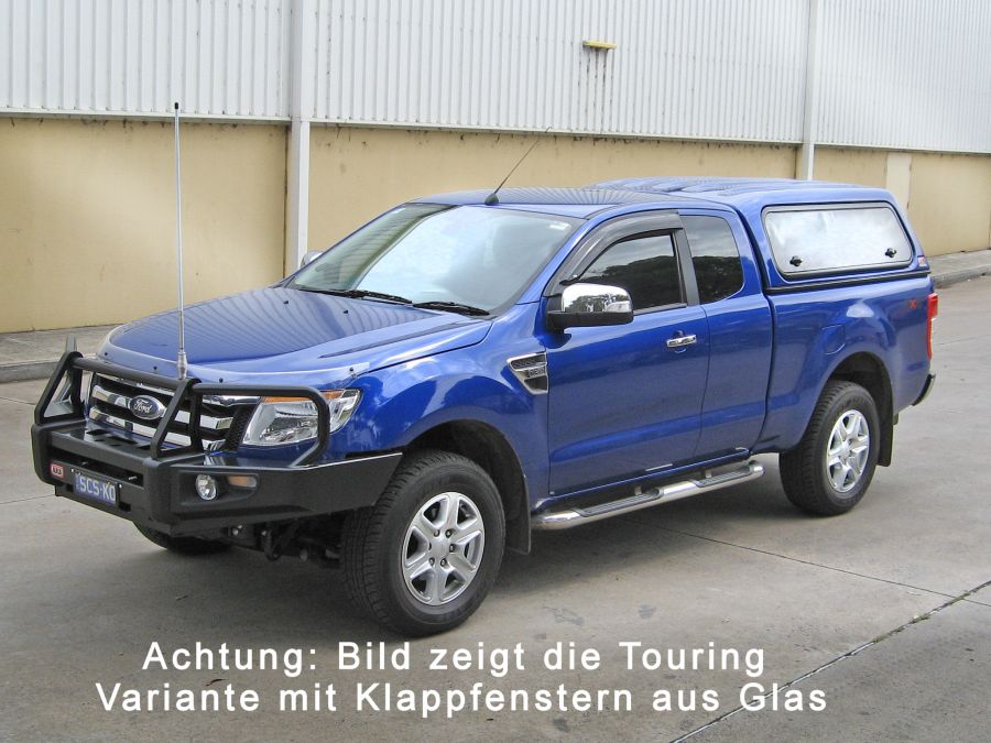 Commercial Hardtop für Ford Ranger 12- 2AB EC flach, glatt, seitl. Alu-Klappen