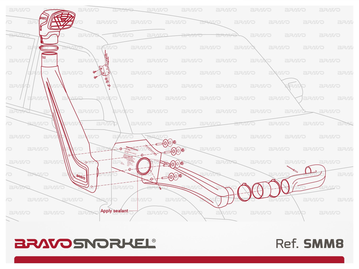 Schnorchel Kit für Mitsubishi Pajero (2007- ), Mitsubishi Montero V80 (2007- ) und (2007- ) Mitsubishi Montero V90